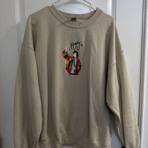 Harry Styles Iconic Colorblock Sweater Embroidered Gildan Crewneck Size XL